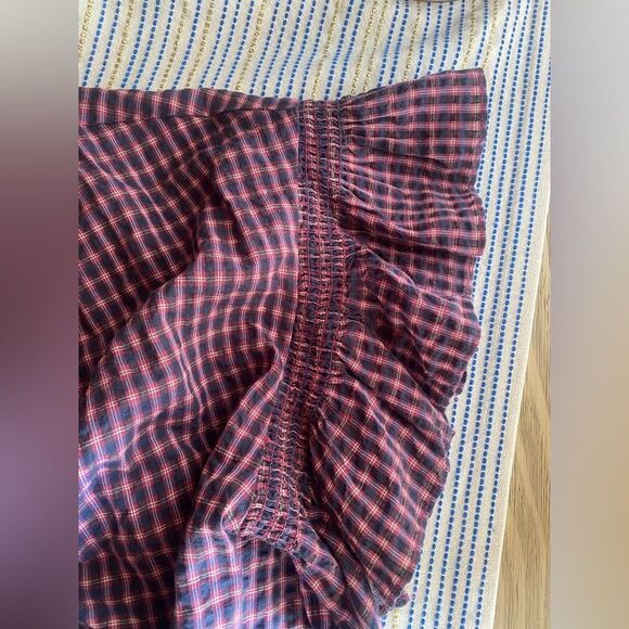MADEWELL Flutter Sleeve Side Tie Wrap Top Black Red Plaid Women’s Sz Medium NWT - Picture 10 of 13